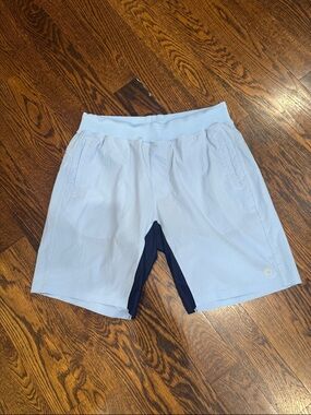 Light Blue Men’s Athletic Shorts with Navy Inner Gusset